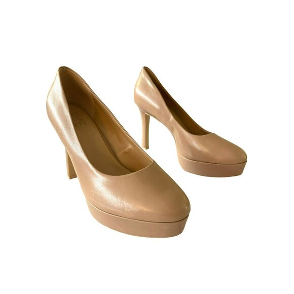 Naturalizer Camilla Tan Leather Platform Comfort Heels Shoes Sz